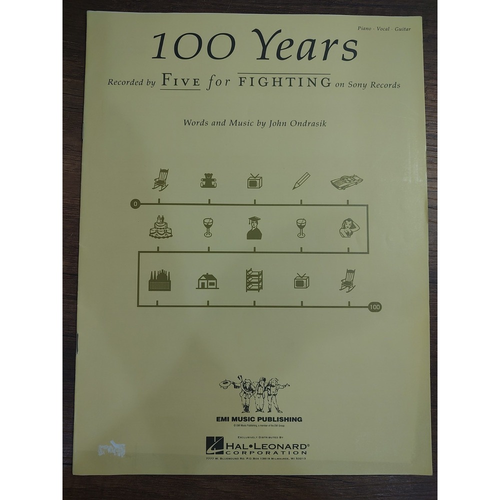 100 YEARS Sheet Music FIVE FOR FIGHTING 2003 John Ondrasik Piano Vocal Guitar